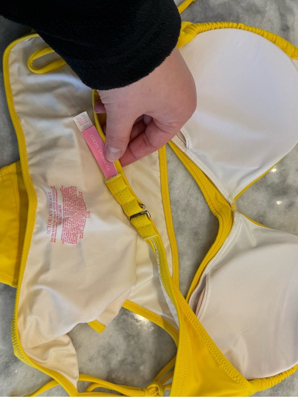 Victoria’s Secret Yellow Bikini Set XL Top L Bottom Halter Side Tie - Picture 5 of 5